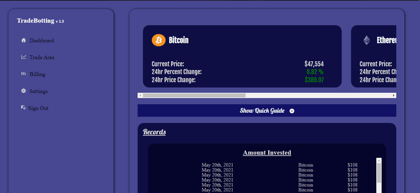 Trade Botting Landing Page Image